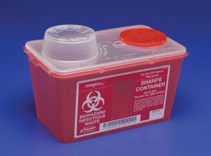 Sharps Container Monoject™ 7 H X 6-3/4 W X 10-1/2 D Inch 1 Gallon Red Base / Translucent Lid Vertical Entry Chimney Top Lid (1/EA 40/CS) by Cardinal  ID 8881676236